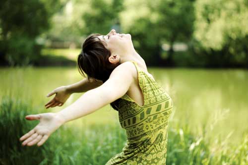 woman green smiling