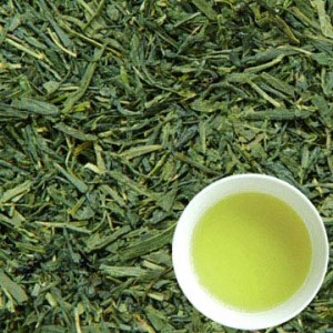 Green tea leaves