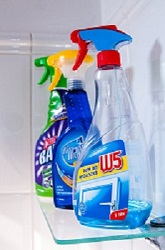cleaning product bottles
