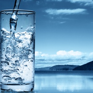 glass of water outside