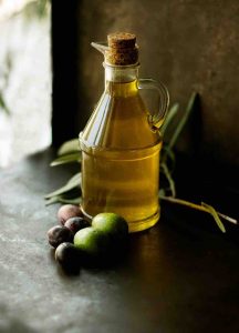 olive oil in bottle, olives
