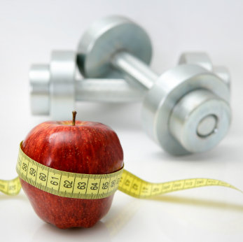 picture of apple and weights