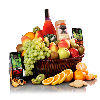 fruit basket with flowers