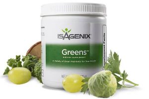 container of isagenix greens