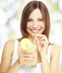 woman drinking water